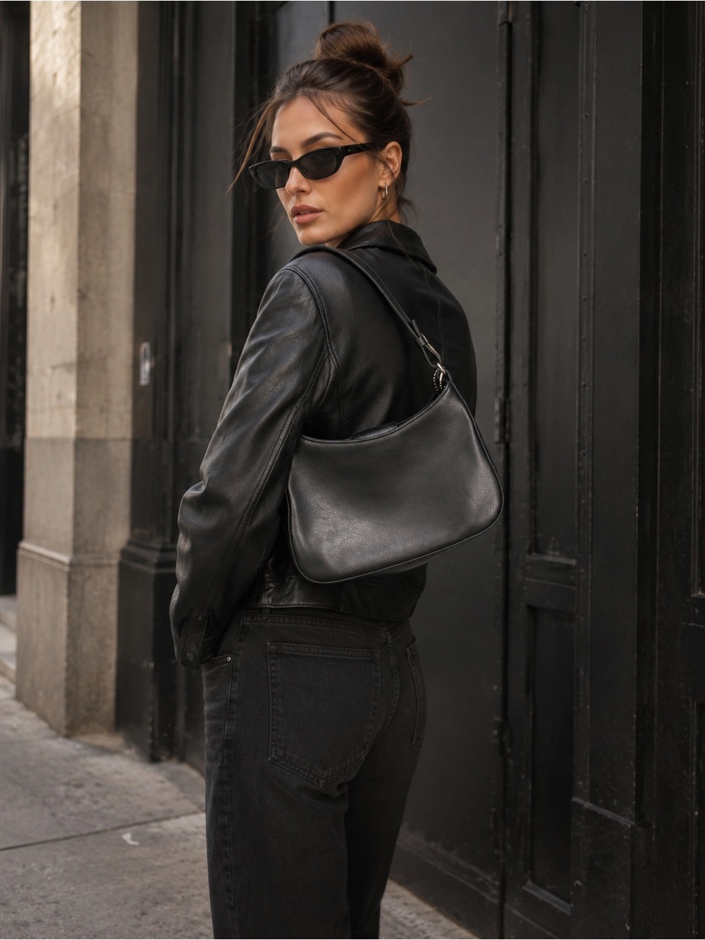 Y2K Coach Black Legacy Demi Hobo Leather Shoulder Bag with custom dust bag